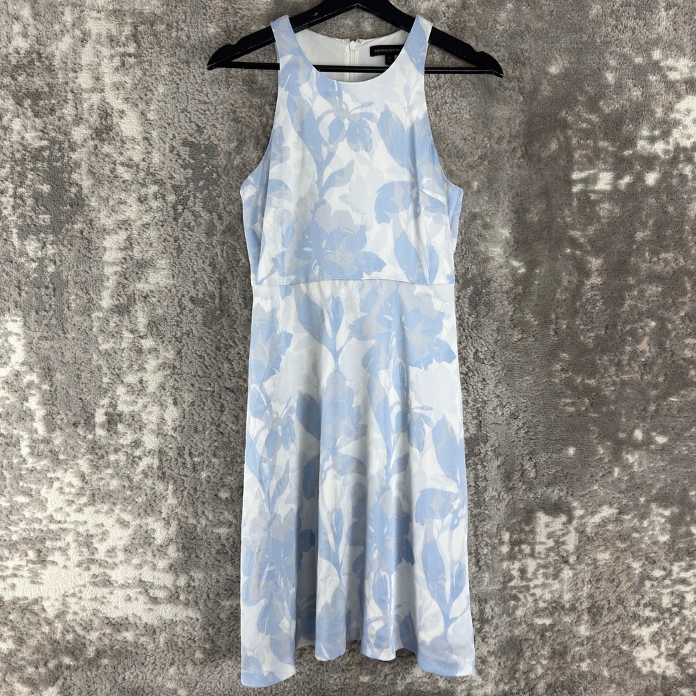 Banana Republic Size 0 Floral Sleeveless Fit & Flare Dress Blue Sleeveless Women
